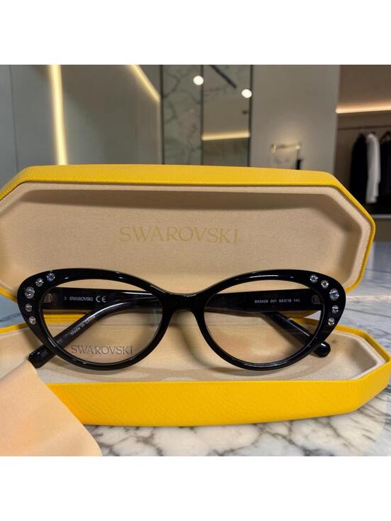 Swarovski Other - Swarovski SK5429 001 Black Cat Eye Plastic Optical Eyeglasses Blue Light Filter